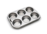 Fox Run 4867 muffin pan top view with six evenly sized cups.