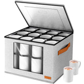 Foyego 2-layer mug storage box front view showing organized cup arrangement.