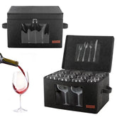 Foyego 2-pack wine glass storage box with dividers protects stemware during transit.