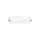 FOYO Basics tempered glass baking dish, 1.6 qt, clear view for even baking.