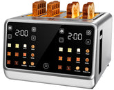 Foyoconven touch-screen 4-slice toaster front view for fast, even browning.