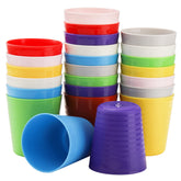 Frcctre 24-pack kids cups in rainbow colors, durable plastic for daily use.
