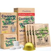 Freelivity Vertuo descaling powder pack improves machine cleanliness and flavor