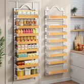 Freexployer 8-Tier Spice Rack Over-Door demonstrates sturdy, accessible kitchen storage