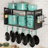 Freexployer 31-inch pot rack on wall mount, showcasing organized cookware storage