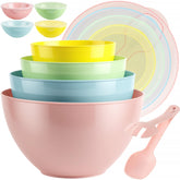 Freshmage 16-piece nesting mixing bowls set for organized meal prep.