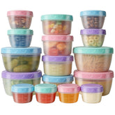 Freshmage 32pc freezer set with lids keeps meals organized and leakproof for on-the-go storage.