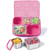 Freshmage stainless steel snackle box with five compartments keeps meals organized for school