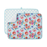 FRESHMINT boho pattern dish drying mat absorbs moisture while elevating kitchen style.