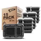 Freshware 15-pack two-compartment meal prep containers for organized lunches.