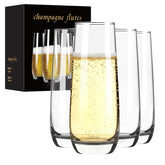 FrutPunch champagne glasses 8oz set4 in clear glass for elegant toasts.