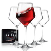 FrutPunch hand-blown crystal wine glass set of four with clear, seamless stems for wine tasting