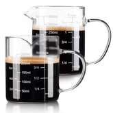 FrutPunch two-pack measuring cups in 8oz and 12oz with clear scales for precise pouring