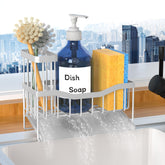 Fssvcd Maifan sink caddy with brush holder keeps kitchen counter dry.