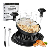 Fuel Kitchen large chicken shredder with transparent lid for quick shredding of cooked poultry.