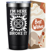Fufandi 20oz tumbler front view shows premium steel and spill protection