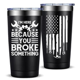 Fufandi 20oz tumbler for mechanics keeps drinks cold or hot on the job.