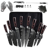 FULLHI knife set in a wood block for durable kitchen storage.