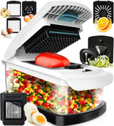 Fullstar vegetable chopper front view showing compact design for small kitchens
