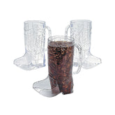 Fun Express cowboy boot cups clear 17oz for easy party cleanup.