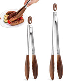 FunApricity wooden tongs thirteen-and-a-half-inch long with walnut tip for grill handling