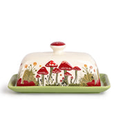 Fungi Fun mushroom butter dish with lid keeps butter fresh and easily spreadable.