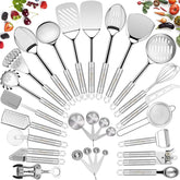 Fungun 28pc utensils set showing durable stainless steel construction for daily cooking