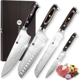 Funistree Damascus knife set 8-inch chef knife for precise chopping and slicing.