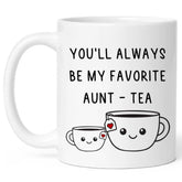 FUNITZ Aunt tea cup with festive Christmas design, ideal gift.