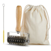 Funnans pastry lattice roller with wood handle creates even lattice patterns.