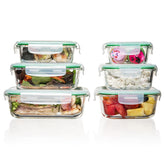 Fusion Gourmet glass rectangle large container with lid for meal prep and leftovers.