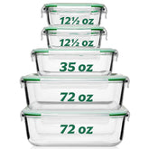 Fusion Gourmet 72oz glass container with airtight lid for meal prep.