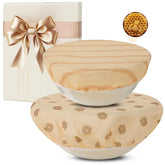 Fusnugk beeswax bowl cover on a 12-inch bowl for bread proofing