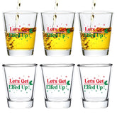 Futtumy Lets Get Elfed Up shot glasses with snowflake pattern for festive sipping