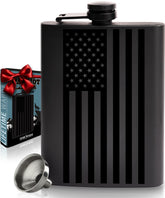 Future Hydrate American Flag Flask matte black, 8oz, travel-ready and gift-friendly
