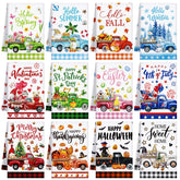 FuWeave truck-style seasonal towels collection for festive kitchen styling.