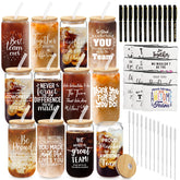 Fvntuey 12-set glass cups with lids for beverages and gifting.