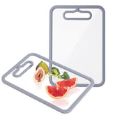 Fyctio glass cutting board set, 15 by 11 inches, clear surface for versatile prep.