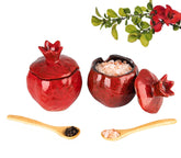 GABROC salt cellar in pomegranate shape with lid and spoon for elegant table seasoning