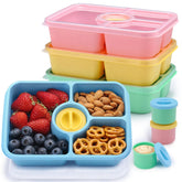 GadgBlizza bento box set for kids' lunches with colorful compartments.