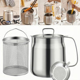GADO 50oz stainless steel deep fryer pot with basket for clean, reusable frying oil