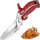 GAIFONGRE heavy duty poultry shears blade close-up highlighting micro-serrated edge for easier precise cuts