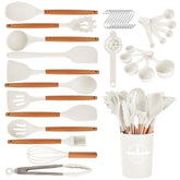 Gaixvny 34-piece cream white utensils set for versatile nonstick cooking