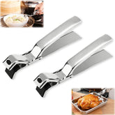 GandRmim hot plate gripper tongs in action gripping a hot bowl securely