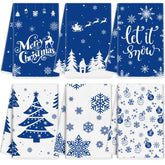 Ganeen snowflake dish towel in navy color for festive kitchen use