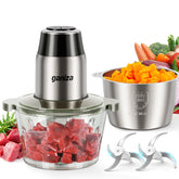 Ganiza food processor on countertop with 8-cup glass bowl for versatile chopping