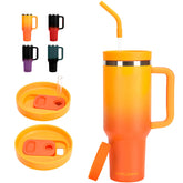 GAZLEMHO 40oz tumbler with handle and ombre orange, ideal for on-the-go hydration.
