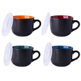 GBHOME ceramic soup mug with lid 24oz keeps heat in and prevents spills