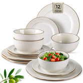 GBHOME embossed dinner plates for an elegant table setting and easy stacking.