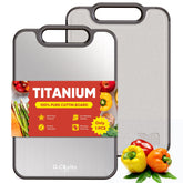 G.C&yite titanium cutting board top view showcases dual surfaces for meat and produce